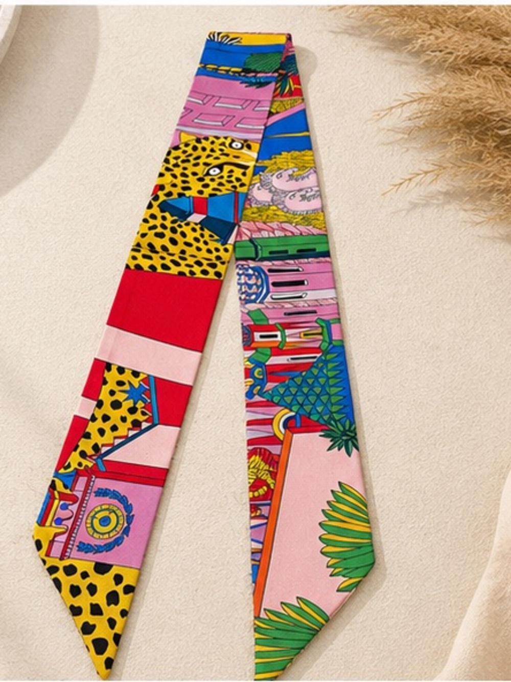 Designer Inspired Tropical Leopard Twilly Scarf